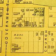 historical map of downtown Mobile, AL