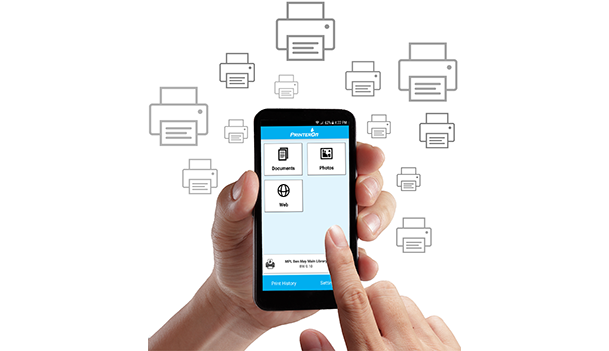 PrinterOn screen on smartphone