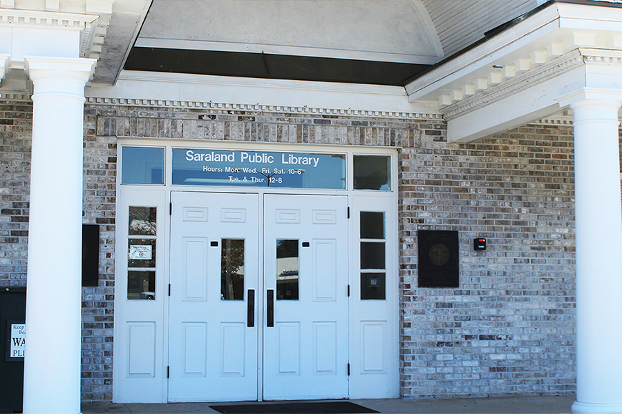 Saraland Public Library building entrance