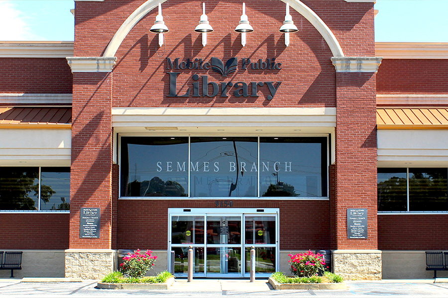 Semmes Regional Library building entrance