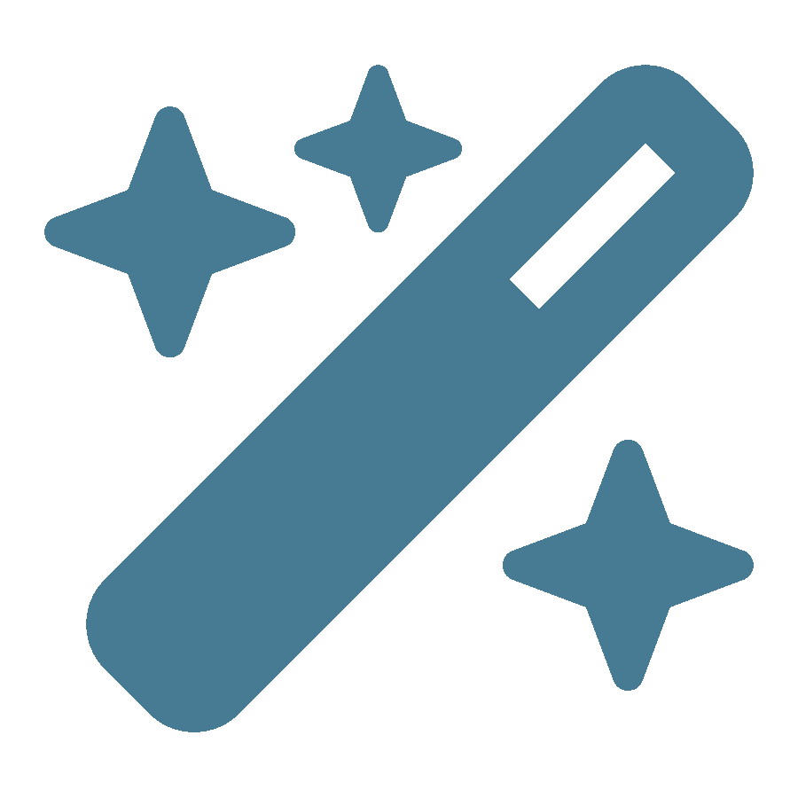 Magic wand with sparkles icon